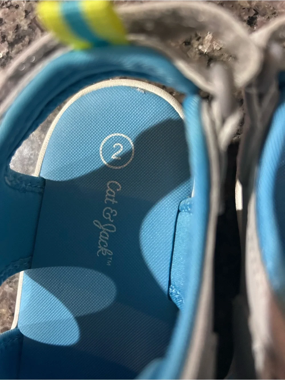 Cat & Jack Gray and Blue Hook-and-Loop Water Shoes with Yellow Accents